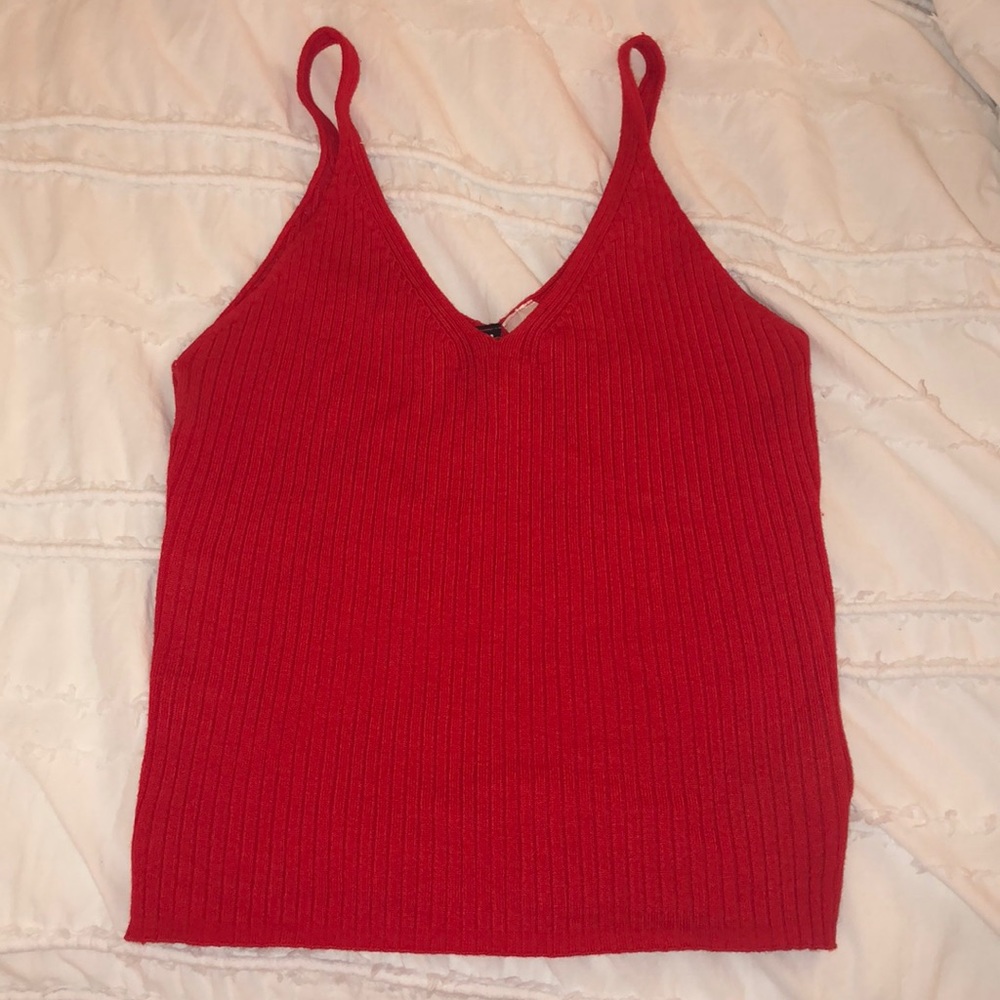 Red knit top